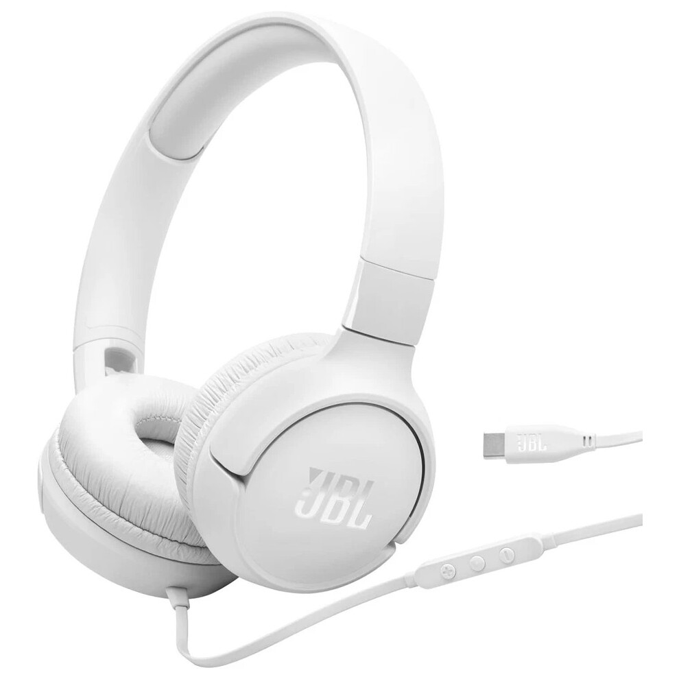 Jbl (White) Tune 520C Usb-C Comfort Fit Wired On Ear Headphones With Type-C Connection White