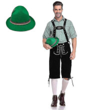 (Green, L) Mens Lederhosen Oktoberfest Costume Bavarian Beer Man Cosplay