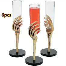 Set of 12pcs Skeleton Hand Flute Glasses, Holds 2oz, BPA Free Plastic, Halloween Party Decorations