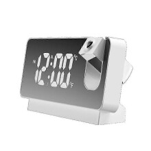 Jscxcf White Projection Alarm Clock for Bedroom, Digital Alarm Clock Radio Dimmer And Usb Charging Ports, 180 Rotable Projector, Dual Alarm, Snooze