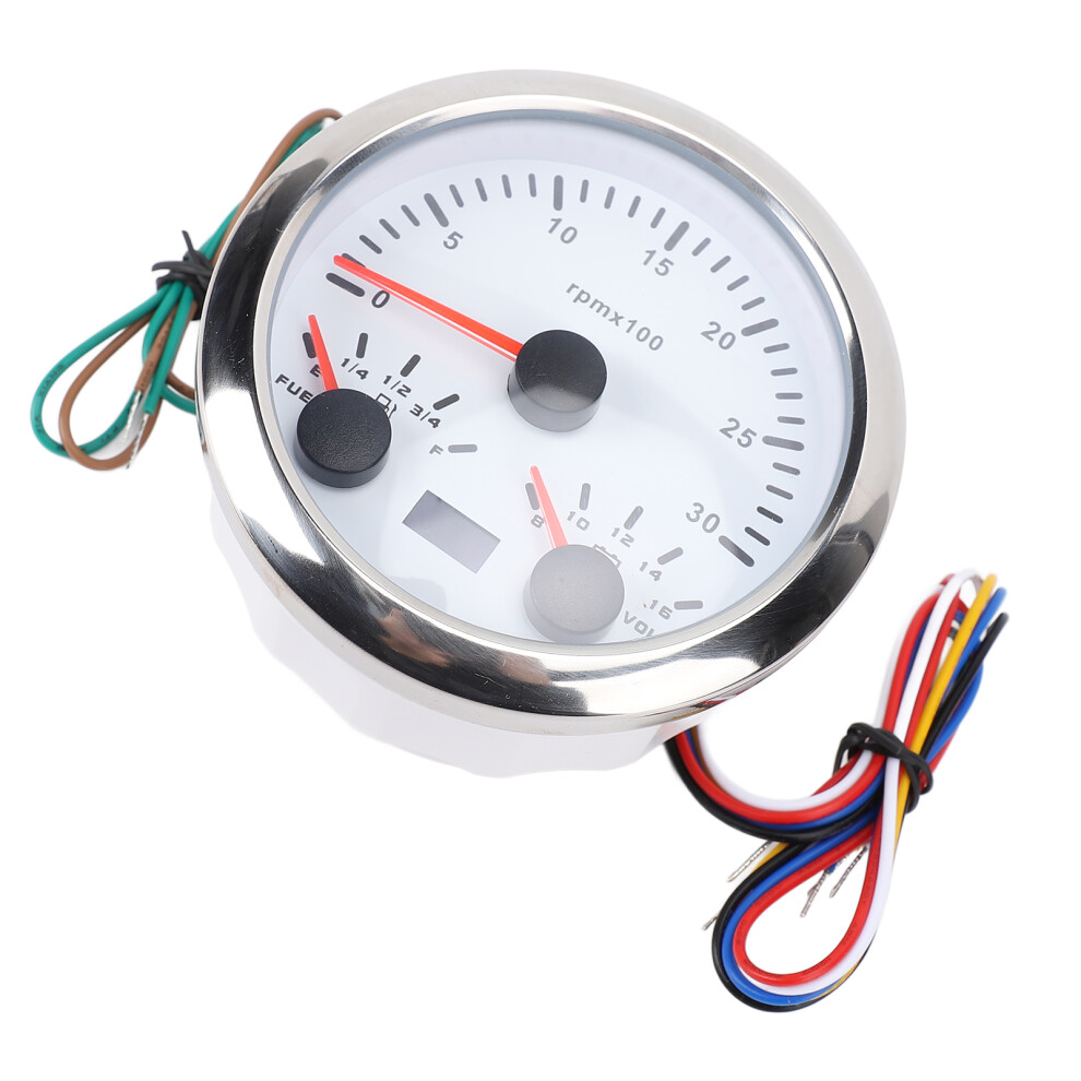 85Mm 3-In-1 Speedometer Tachometer Volt Gauge Kit 8-16V Backlight White 3541330695858