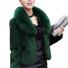 (Green, L) Women's Winter Faux Fur Coat Thick Warm Faux Fur Outwear With Pockets Gift For Christmas Birthday