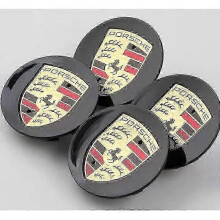 2025 4 x Porsche wheel center hub cap black curved 76mm logo color