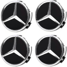 4 kpl pyörän keskikorkit Mercedes Benzille, 75mm/2,95 tuuman ABS-autonapan kansi (musta)