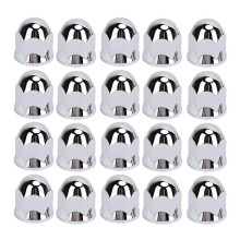 Lug Nut Covers 33mm Chrome Secure Flanged Lug Nut Caps for Trucks Trailers and Vehicles 20Pcs