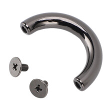 10 Sets Zinc Alloy Iron D Ring Buckles for Bags, 3.7x2cm, Silver Black