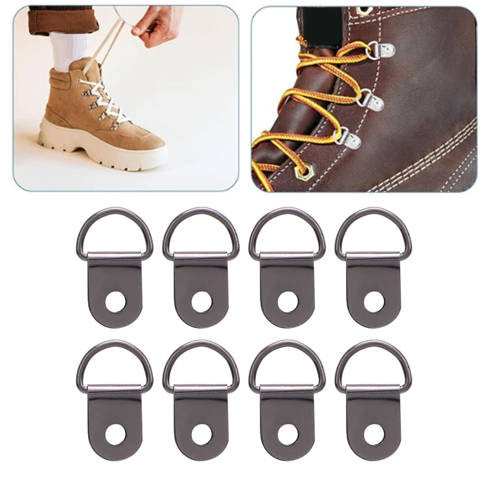 50 Sets Shoe Boot Lace Hooks With 8Mm Iron Rivets & D Ring Buckle, Black 8731330697111