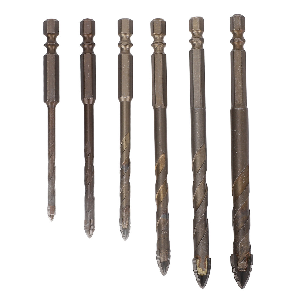 6Pcs Eccentric Drill Bits Set Â 4-12Mm Hex Shank, Carbide, Serrated 8451330697934