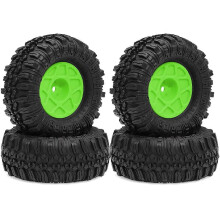 4pcs 57mm 1.0 Inch Beadlock Wheel Tire Set for TRX4M SCX24 AX24 FCX24 FCX24M 1/18 1/24 RC Crawler Car Green