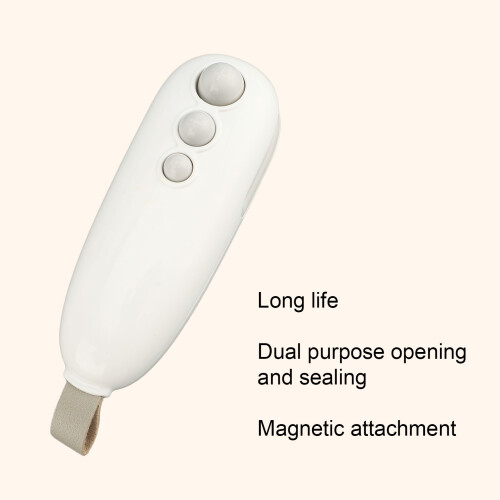 Rechargeable Mini Handheld Bag Sealer with Cutter, White, ABS, 400mAh 2