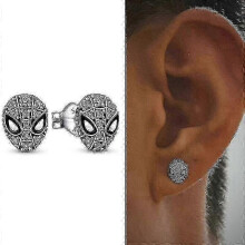 (4)Spiderman Mask Pave Stud Earrings 925 Sterling Silver Cool Style Statement Jewelry For Men And Women