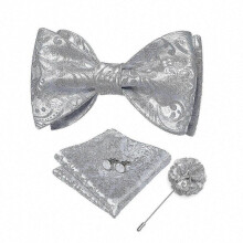 (HL-3033-XH0139) Elegant Men's Bow Tie And Pocket Square Set For Weddings In Gold