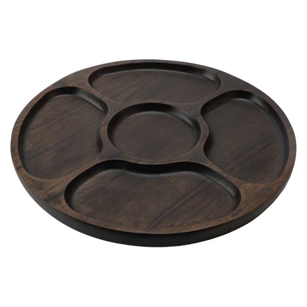 Round Wood Chip Dip Tray with 5 Compartments, Snack Platter-image-OPC-PJ8TRW7-NEW