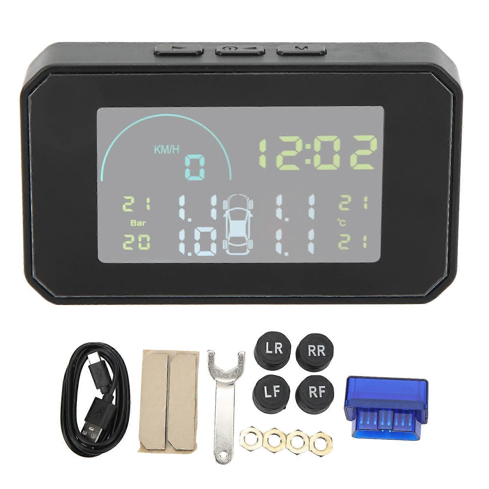Système De Surveillance Pression Pneus Moto - Charge Solaire + Alarme - 2 Capteurs Externes Écran LCD