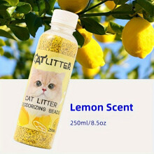 (lemon flavor-yellow 5cps) 5pcs Natural Plant-Based Cat Litter Deodorizing Balls - Lavender Scent, Non-Toxic Safe, 5 Vibrant Colors