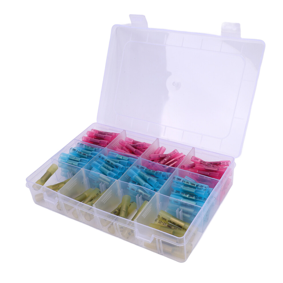 200Pcs Heat Shrink Butt Connectors Nylon Waterproof Splices For Marine & Auto 22-16 Awg 4691330706760