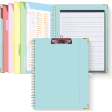 Modrá skladacia špirálová schránka s úložným vreckom na zips, 5 plastových fólií