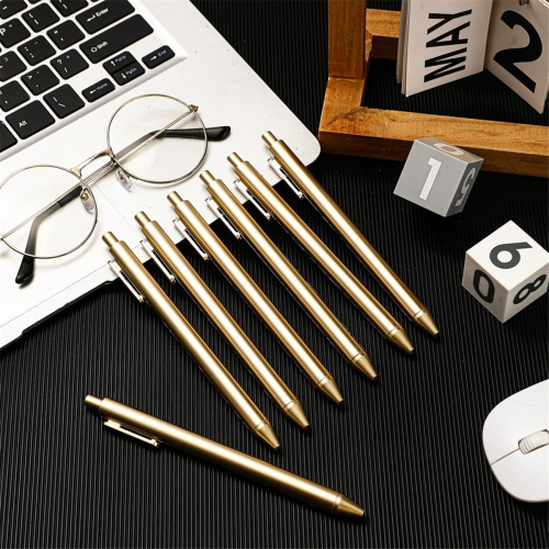 30 Pcs Gold Ballpoint Pens Bulk Retractable Black Ink Medium Point for 2
