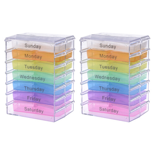 2X Medicine Weekly Storage Pill 7 Day Tablet Sorter Box Container Case 1