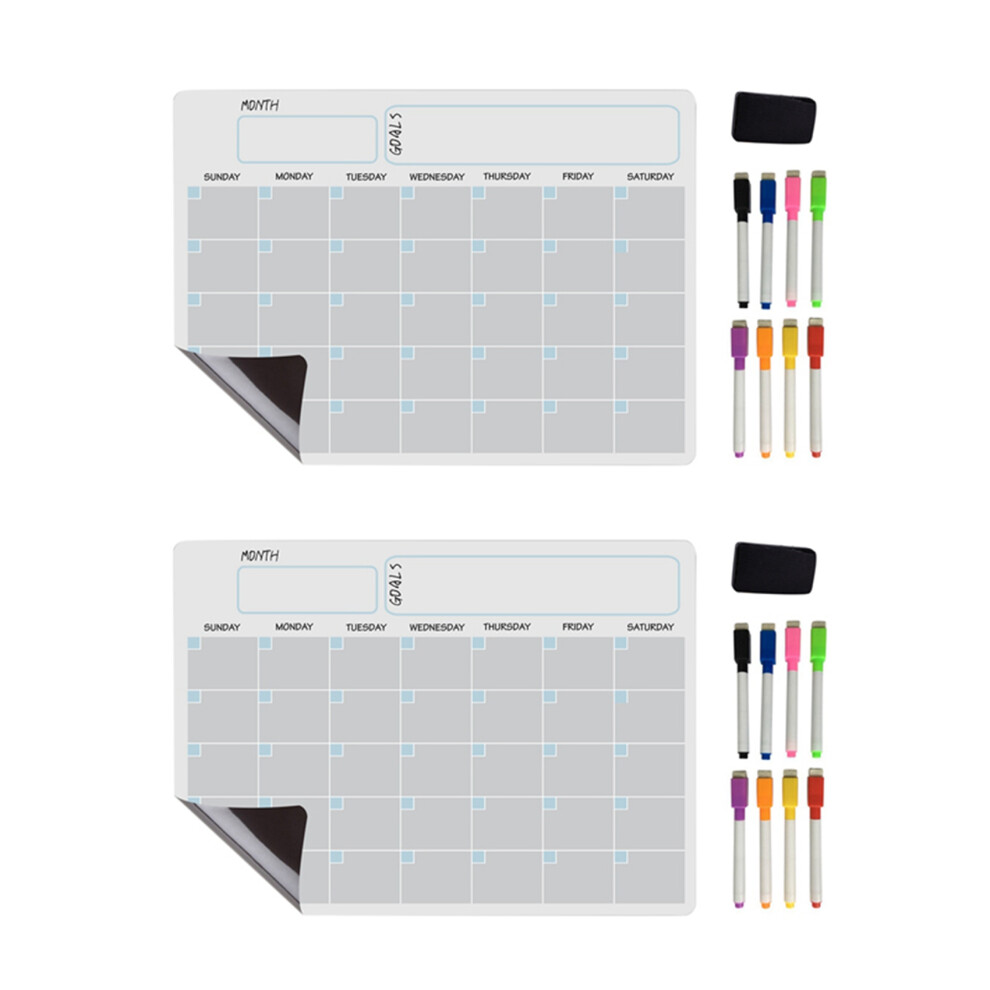 2X A3 Lavagna Magnetica Cancellabile A Secco Calendario Settimanale Per Re
