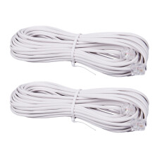 Cabo de extensão com conector telefônico RJ11 de 2 peças de 10 m, branco