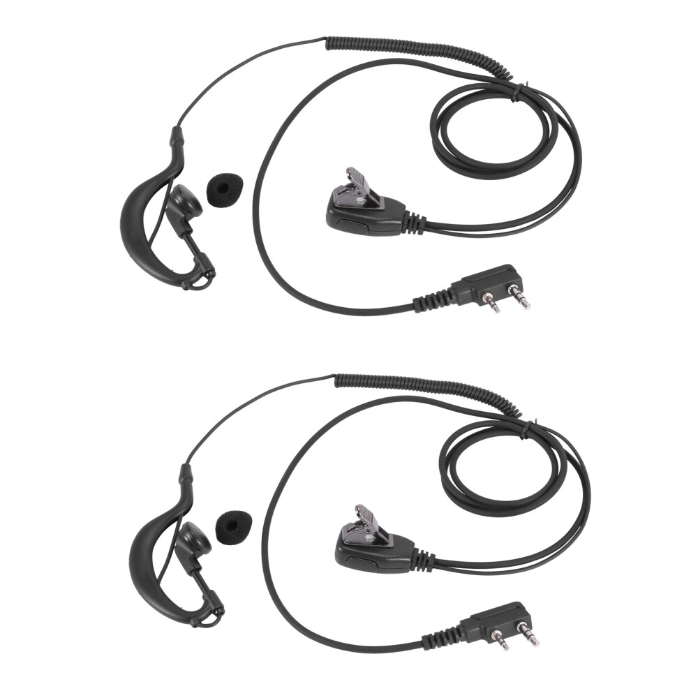 2X 2Pin G Shape Earpiece Ptt Mic Ear Hook Headset For Radio 4854049537975