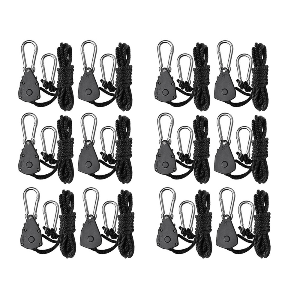 12Pcs 1/8 Inch Heavy-Duty Adjustable Growth Light Ratchet Rope Hanger, 4854049538354