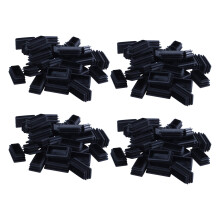Tampas de tubo retangulares de plástico para acabamento de extremidades 25 x 50 mm 120 peças pretas