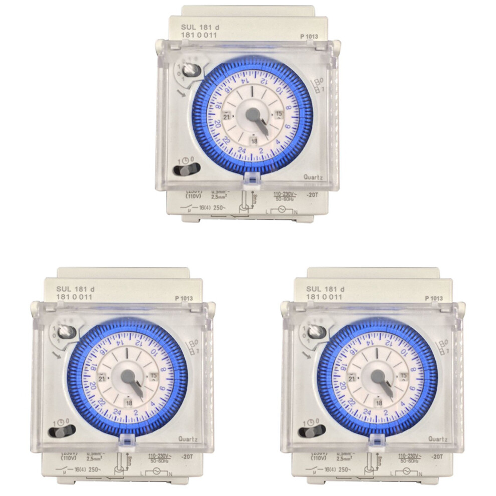 3X Analog Mechanical Timer Switch 110V-220V 24 Hours Daily Programmabl 4854049540005