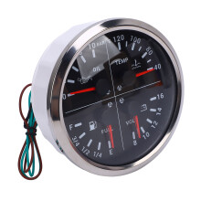4-in-1 Fuel, Oil, Temp, Voltmeter Gauge 4 3/8in Black Dial