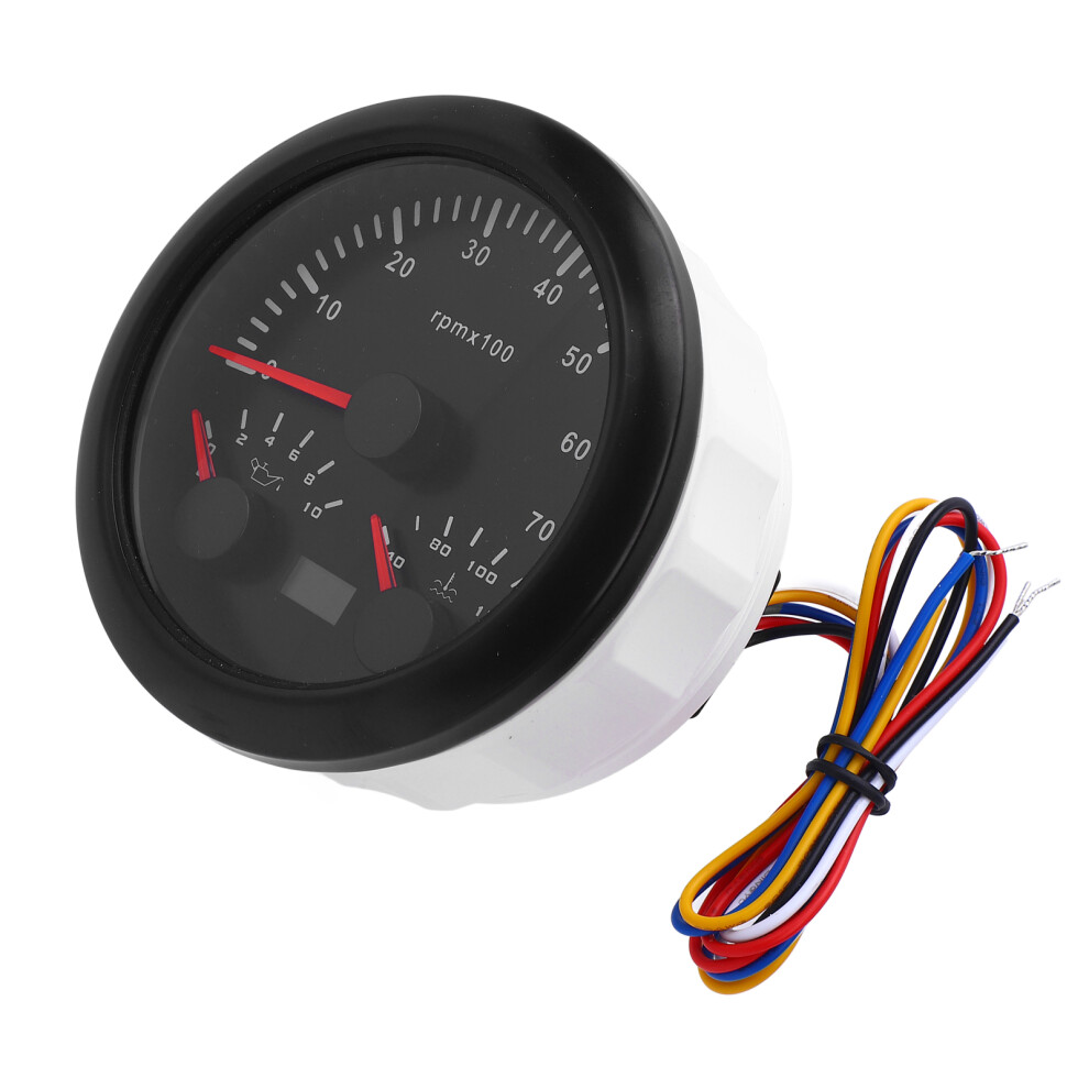 3 In 1 85Mm Tachometer 7000Rpm Oil Pressure 10Bar Water Temp 120 Black 8421330709166