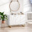 Homcom HOMCOM Sideboard Storage Cupboard with Metal Legs for Living Room, White 9