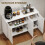 Homcom HOMCOM Sideboard Storage Cupboard with Metal Legs for Living Room, White 4