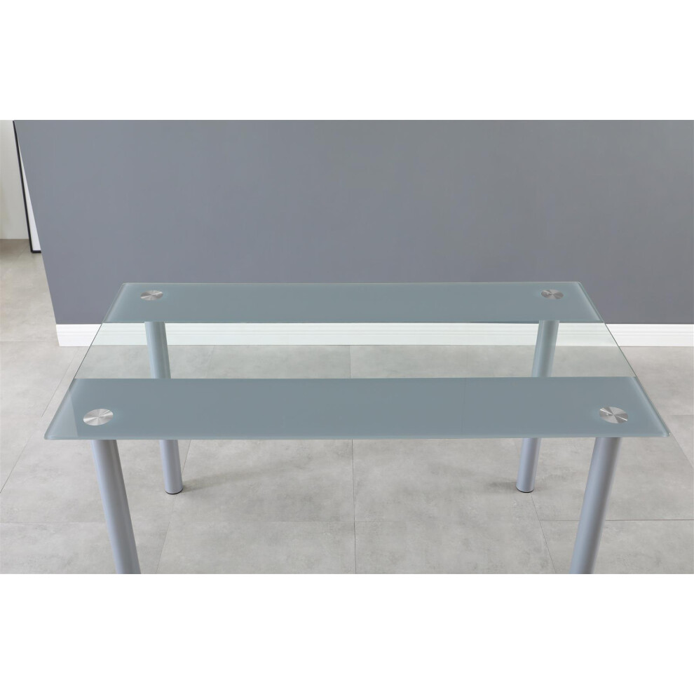 Glass Grey Dining Table Rectangle Dining Table Dining Room Kitchen Furniture-image-OPC-PJ8VB88-NEW
