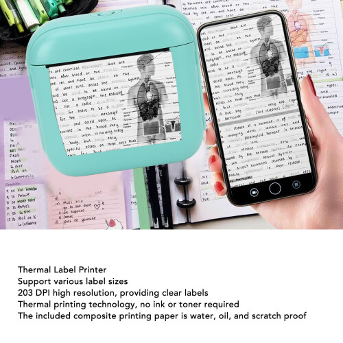 Portable Bluetooth Thermal Label Printer X6 1200mAh 57x30mm Green 2