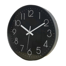 (Black) 10 Inch Wall Clock Round Hanging Noiseless 3D Number Precise Anti-fog Mirror Surface Quartz Clock