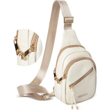 (L, White) OSOCE Crossbody Bag with Anti-Theft Crossbody Bag Women RFlD Pocket, Small Shoulder Bag with Anti-Theft Zipper Clips, Adjustable Strap