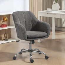(Grey) HOMCOM Modern Velvet Office Desk Chair for Bedroom, Living Room