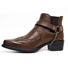(coffee, UK 10 / EU 44) HERREN COWBOYSTIEFEL WESTERN SLIPPER KUBANISCHER ABSATZ KNÖCHELGESCHIRR REITEN
