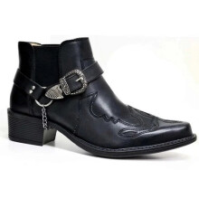 (Black, UK 10 / EU 44) HERREN COWBOYSTIEFEL WESTERN SLIPPER KUBANISCHER ABSATZ KNÖCHELGESCHIRR REITEN