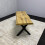 Durable Wooden Bench with X-Shaped Iron Legs, Curved Edge for Dining, Work, or Study 6