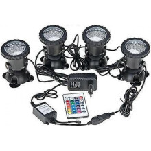 Waterproof Underwater Spot Lights Multicolour RGB Aquarium Lights with Remote Control for Garden Pond Fish Tank Swimming Pool,UK Plug (Set of 4 Lights
