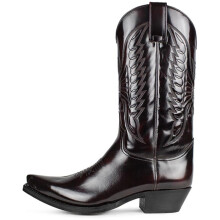 (Dunkelbraun, 38) Gringos Men's Pull On Boots Leather Cowboy Western Pointed Toe Biker UK 6-12