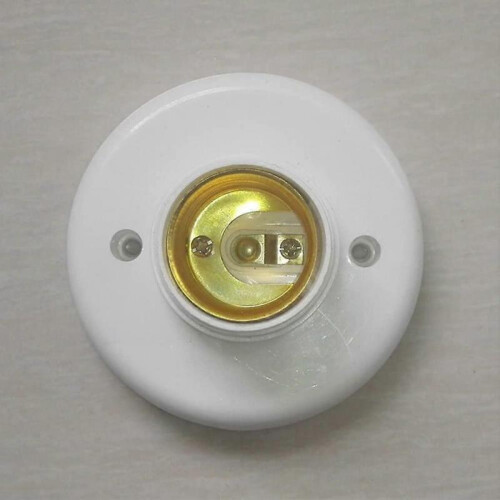 2 Pack E27 Bulb Socket, E27 Lamp Holder Round Plastic Screw Base Socket, Lamp Holder Holder E27 Wall Socket (White) 1