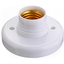 2 Pack E27 Bulb Socket, E27 Lamp Holder Round Plastic Screw Base Socket, Lamp Holder Holder E27 Wall Socket (White)