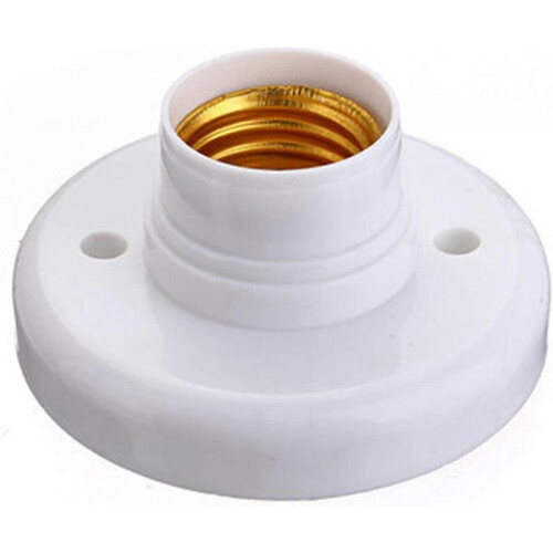 2 Pack E27 Bulb Socket, E27 Lamp Holder Round Plastic Screw Base Socket, Lamp Holder Holder E27 Wall Socket (White)