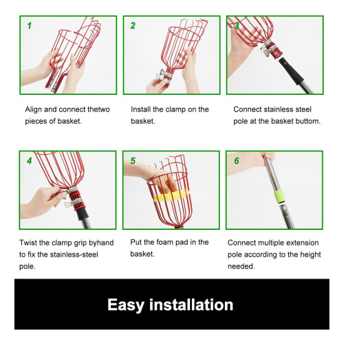 (1 set) Portable adjustable telescopic pole fruit picker - 3.2 meters 2