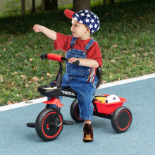 AIYAPLAY Kids Trike for 2 to 5 Years with Adjustable Seat, Baskets, Red