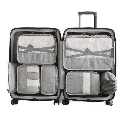 (Black) 7 Piece Suitcase Organizer Bag Luggage Organizer Cube Set Organizer 1