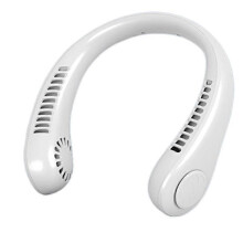 (White) Hanging Neck Fan Rechargeable Portable Head-mounted Sports Fan